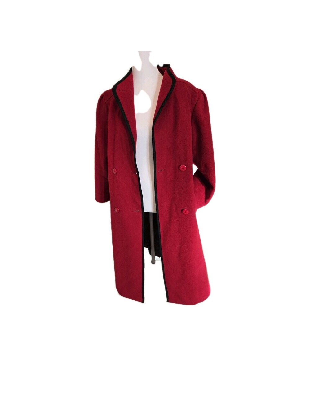 VTG Alorna Women's Wool Blend Long Coat Size PM Red Boss Lady Old Money Mob Wife